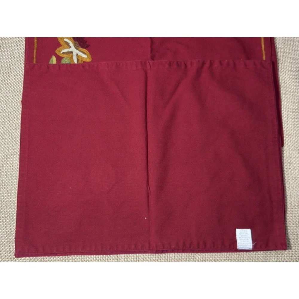 Williams Sonoma Orchard Crewel Napkin Placemat Set‎ Red Floral Embroidered Lot